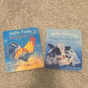 Hello Farm and Hello Animals Children's board Books Waldorf whimsical